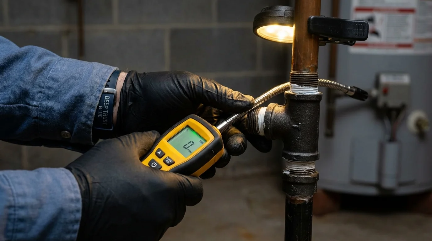 Gas leak detection with electronic sniffer by Johns Plumbing LLC in Exeter